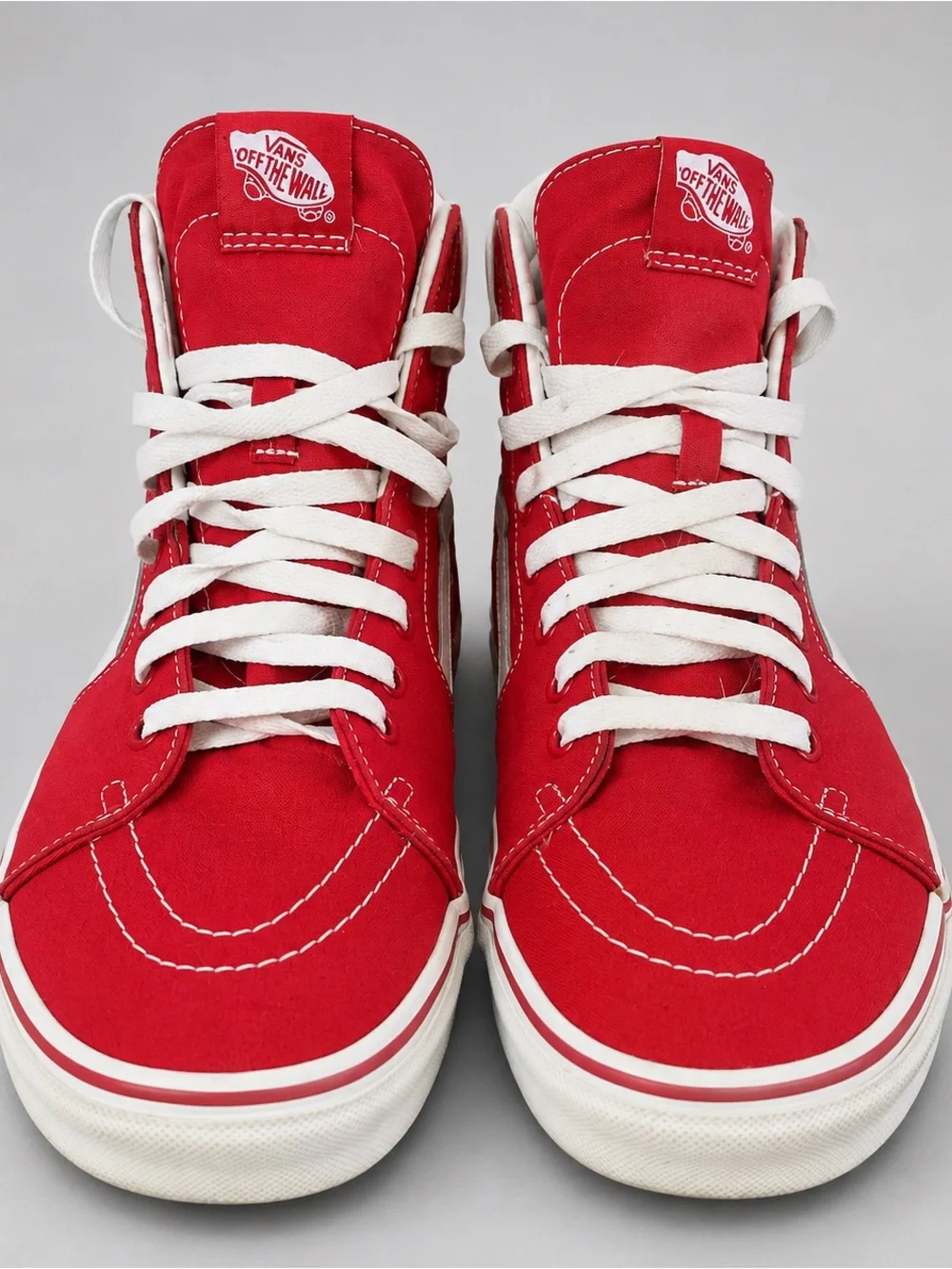 Vans Red High-Top Canvas Sneakers with White Laces